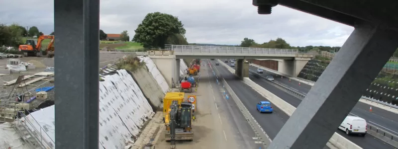 Work ongoing at Catterick in September 2017 - three months after the motorway was due to open, but with work still to be done. Click to enlarge