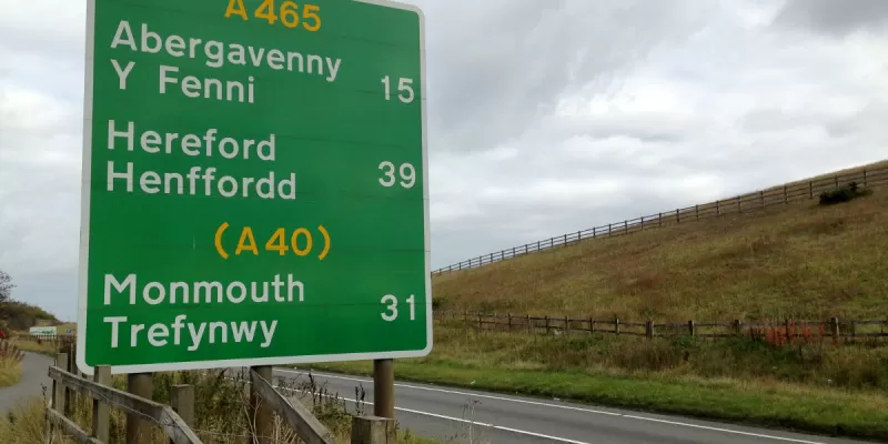 A route confirmation sign on the A465 Heads of the Valleys Road near Merthyr Tydfil. Click to enlarge