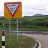 Give Way — or Ildiwch, depending on your preference — once again. We turn right this time onto what used to be the A438.